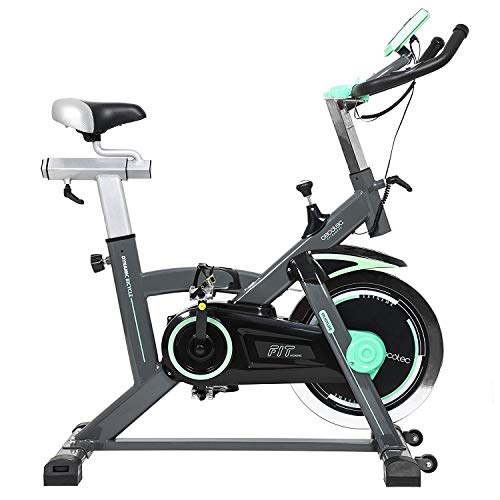 Cecotec Bicicleta Indoor Extreme 20, Volante inercia, 20 kg, Pulsómetro, Pantalla LCD, Resistencia Variable, Estabilizadores, SilenceFit, negro/gris/verde