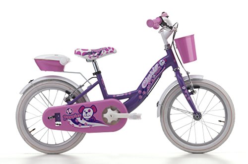 Cicli Cinzia Bicicleta de 16 pulgadas Puppies para niña, sin cambios, violeta perla