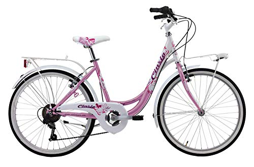 CINZIA Bicicleta de mujer 24' Liberty Citybike sin cambio fucsia y blanco