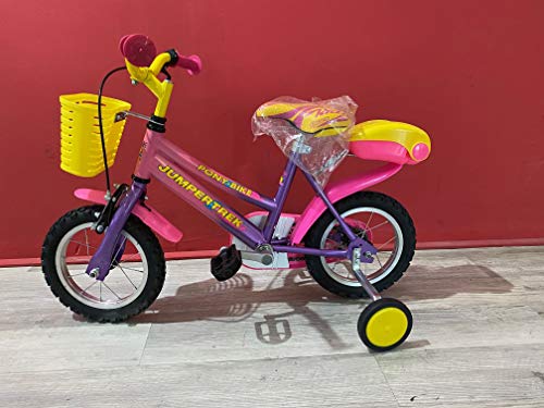 CINZIA Jumpertrek Pony - Bicicleta infantil de 12 pulgadas con ruedas moradas y rosas