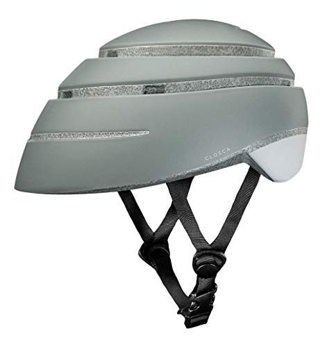 Closca Casco de Bicicleta para Adulto, Plegable Helmet Loop. Casco de Bici y Patinete Eléctrico/Scooter para Mujer y Hombre Unisex. Gris/Blanco, Talla M