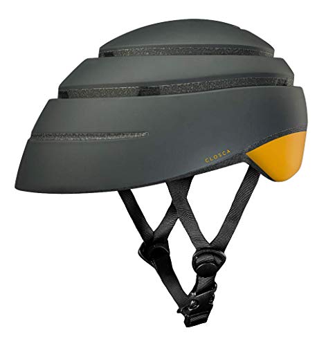 Closca Casco de Bicicleta para Adulto, Plegable Helmet Loop. Casco de Bici y Patinete Eléctrico/Scooter para Mujer y Hombre Unisex. Negro/Mostaza, Talla M