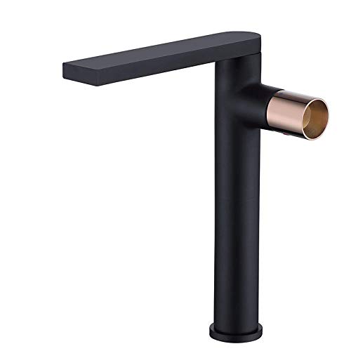 Cobre Artistic Gold Brushed Gold Black Hot and Cold Water Basin Faucet Above Counter Basin Basin Undercounter Basin Faucet-Black + Rose Gold High Gold