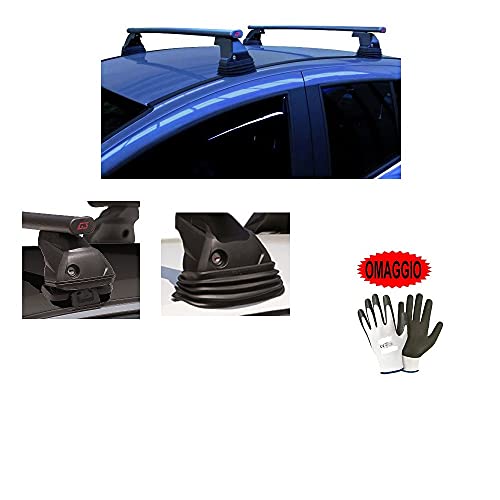 Compatible con Alfa Romeo Giulietta 5p 2012 (68038) Barras portaequipajes para techo de coche con enganche directo barra 110 cm de acero techo sin realing + kit de montaje