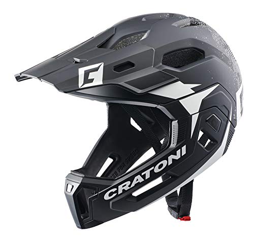 Cratoni C-Maniac 2.0 MX Downhill Freeride - Casco de bicicleta (protector de barbilla extraíble, talla S/M, 52-56 cm), color blanco y negro