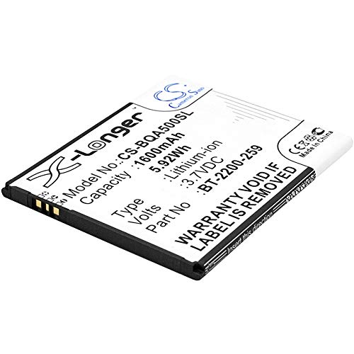 CS-BQA500SL Batería 1600mAh Compatible con [BQ] Aquaris 5.0 sustituye B22, para BT-2200-259