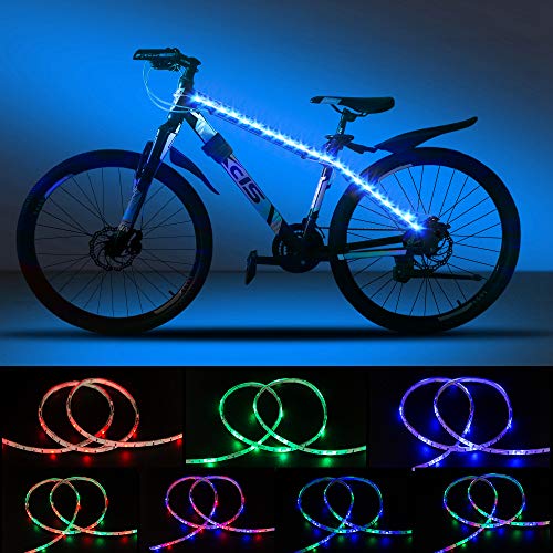 DANCRA Luz LED para radios de bicicleta, con batería, 6 V, 0,8 m × 2 R/G/B, tira de luz LED impermeable para bicicleta infantil, accesorios de bicicleta
