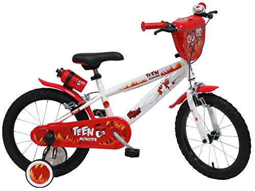 Denver 2416 Teen Monster - Bicicleta Infantil, Color Blanco/Rojo y Negro