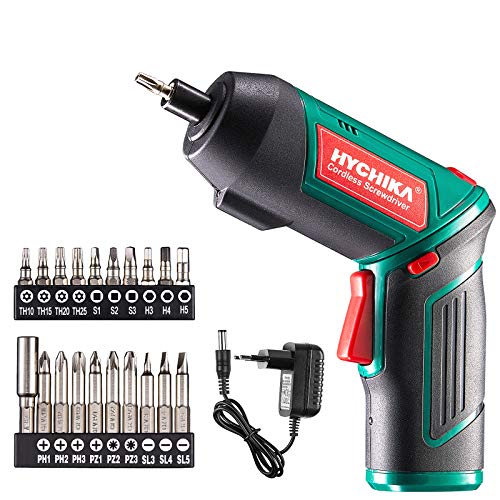 Destornillador Eléctrico 6N.m, HYCHIKA Atornillador Eléctrico Inalámbrico 3.6v Batería 2000mAh (Máximo Par 6 N.m) LED Luz, Mandril Magnético, Cargador con Cable 3.5mm, 20 Accesorios Destornillador Eléctrico 6N.m, HYCHIKA Atornillador Eléctrico Inalámbrico 3.6v Batería 2000mAh (Máximo Par 6 N.m) LED Luz, Mandril Magnético, Cargador con Cable 3.5mm, 20 Accesorios