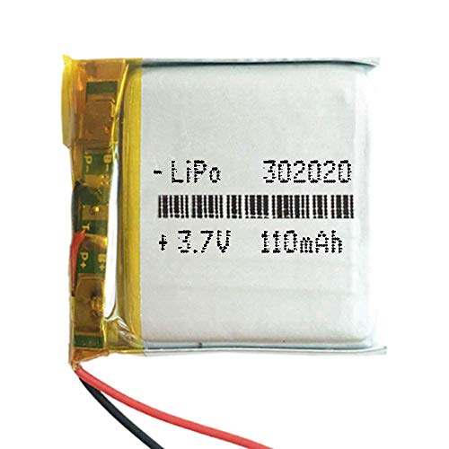 DronePost Batería 302020 LiPo 3.7V 110mAh 1S Recargable teléfono portátil vídeo mp3 mp4 luz led GPS (3.7V|110mAh|302020)