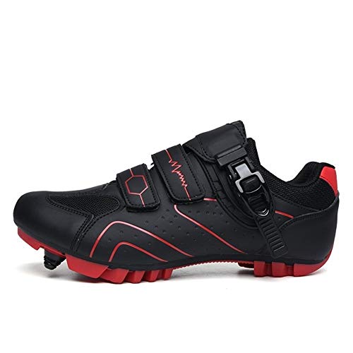 DUOER Zapatos de MTB Hombres Deporte al Aire Libre de la Bicicleta Zapatos de autobloqueo Profesional Que compite con la Bici del Camino (Color : Black, Shoe Size : 9)