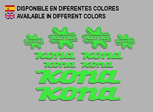 Ecoshirt 6W-OW84-N0KI Pegatinas Kona Bike F131 Stickers Aufkleber Decals Autocollants Adesivi, Verde