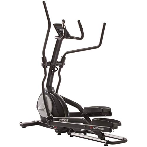 Elíptica de Maxxus® CX 4.3f, plegable, bicicleta elíptica, rueda de inercia de 26 kg, longitud de zancada 51 cmIncluye ruedas de transporte, programas de entrenamiento, programas de frecuencia cardíaca, programa de usuario, freno magnético eléctrico, movi