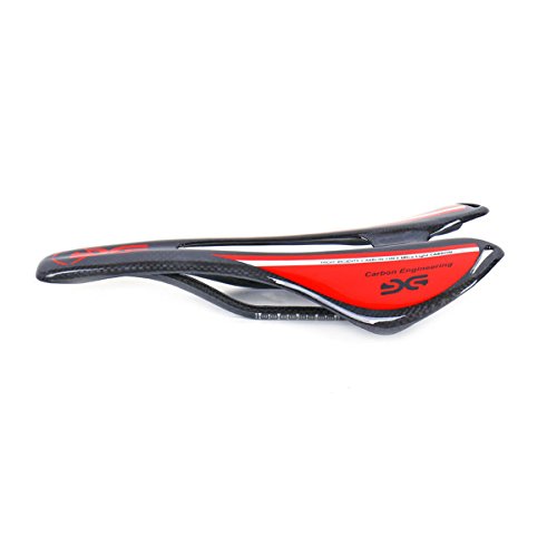 ELITA ONE Fibra de Carbono Sillines Bicicleta de Carretera/Montaña Peso:100-110g(Rojo Brillante)
