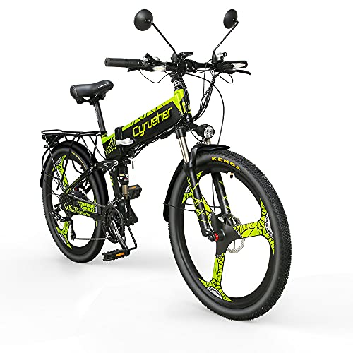 Extrbici bicicleta eléctrica plegable montaña adultos Hombre mujer todo terreno 500W 48V XF770 (Verde negro)