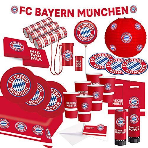 FC Bayern Múnich Party Set · XXL Fútbol Party Set 74 piezas accesorios de fiesta · Decoración para fiesta de fútbol y cumpleaños