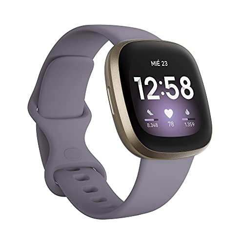 Fitbit Versa 3 - Smartwatch de salud y forma física con GPS integrado, análisis continuo de la frecuencia cardiaca, Alexa integrada y batería de +6 días, Azul Medianoche/Dorado