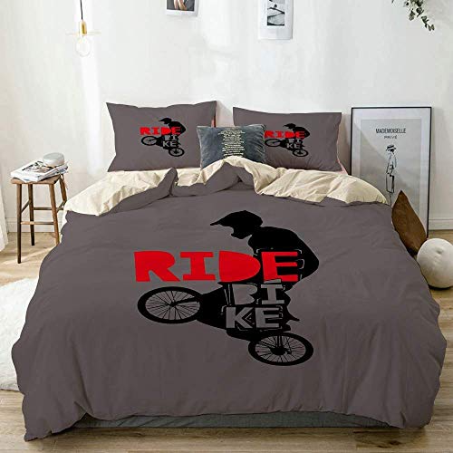 Funda nórdica, Cool BMX Design Ride Bike Bicycle para hombres y ni?os - Regalo de BMX - Juego de funda nórdica de regalo para bicicleta, 2 fundas de almohada, Juego de funda de edredón de edredón de p