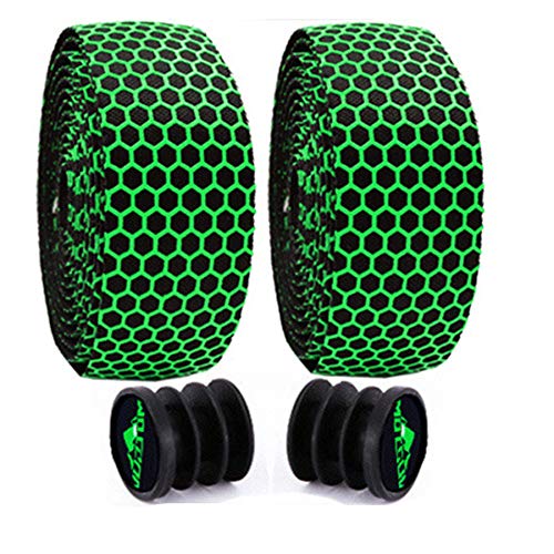 FUNHUA Cinta para manillar de bicicleta (2 rollos), cinta para manillar de bicicleta con tapón para bicicleta de carreras, duradera, ligera, antideslizante y amortiguadora, cómoda cinta adhesiva FUNHUA Cinta para manillar de bicicleta (2 rollos), cinta para manillar de bicicleta con tapón para bicicleta de carreras, duradera, ligera, antideslizante y amortiguadora, cómoda cinta adhesiva