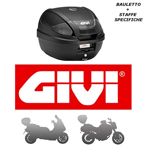 Givi - Baúl de 30 l E300NT2 + Enganche SR210M Monolock Moto Guzzi Breva 850 2005 2012 con catalizadores de Humo