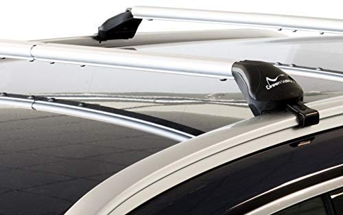 Green Valley Freeline 6060T6 barras de techo de aleación de aluminio completamente montadas a pie listas para su uso en coches con barras longitudinales tipo "integradas" (rieles incluidos). Cierre).