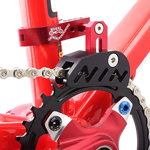 Guía de cadena de bicicleta MTB Protector de bicicleta de carretera, bicicleta de montaña, tensor con diseño hueco para piñón de disco único, dial frontal suave (rojo)