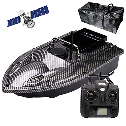 HAN XIU 500m Remoto Fish Finder Barco Pesca RC Bait Boat Control Remoto Barco de Pesca con luz de Noche LED y Bolso,Carbon Fiber,GPS5200mAh