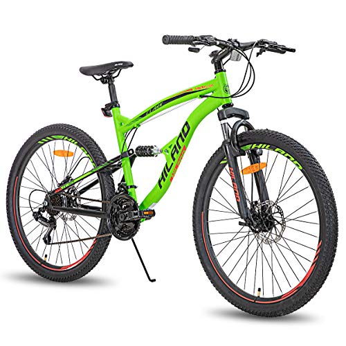 Hiland - Bicicleta de montaña con ruedas 26 pulgadas de doble suspensión, 21 velocidades, marco de 18 pulgadas