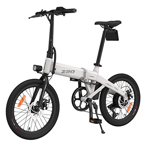 HIMO Z20 Bicicleta eléctrica Plegable 25 km/h 80KM kilometraje 250W 3 Modos de conducción IP7X Impermeable 20 Pulgadas ebike para Mujeres Hombres niños Blanco(El envío de Alemania)