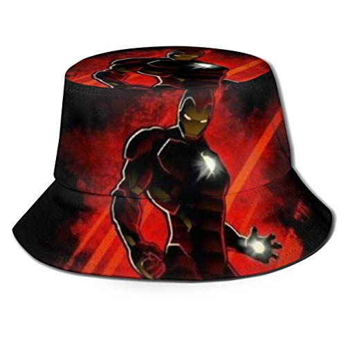 Iron-Man Bucket Sun Hat para Hombres y Mujeres - Gorra de Pescador de Verano Plegable de protección para Pesca, Safari, Paseos en Bote por la Playa-BH