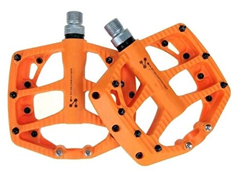 JCNVT Fácil de Instalar Pedales de Bicicletas de Fibra de Nylon Ultra-Ligeros MTB DH BXM Pedal Pedales Bici del Camino de rodamiento Resistente al Agua y al Polvo (Color : Orange)