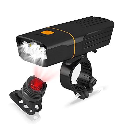 JINPXI Luz Bicicleta Recargable USB 2400mA,Funciona como Powerbank, Luces de Bicicletas IPX5 con Delantera y Trasera,Linterna Bicicleta 3 Modo, Luz LED Bicicleta,Bike Lights para Carretera y Montaña