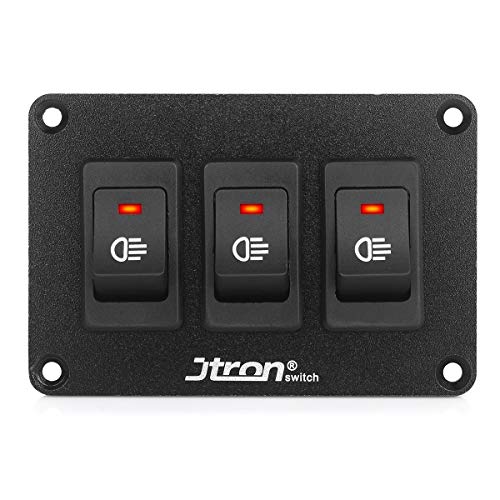 Jtron DC12V 30A Interruptor basculante LED Interruptor de niebla del automóvil encendido-apagado Panel de 3 interruptores con cable para vehículo todoterreno