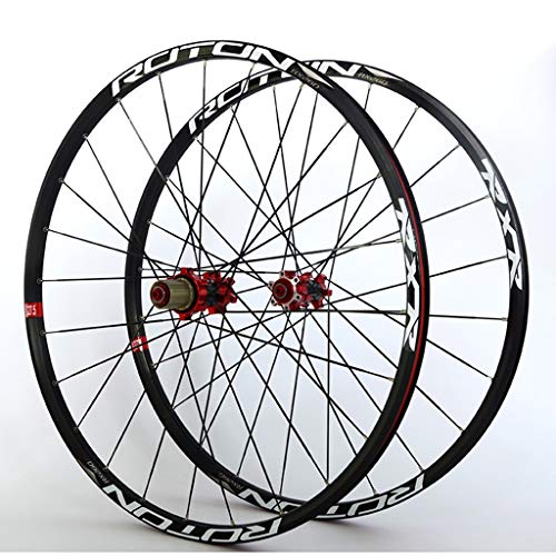 Juego Ruedas MTB 26 27.5 29" Bicicleta Delantera Y Rueda Trasera Llantas Aleación Doble Pared Bujes Carbono 24H QR Freno Disco Rodamiento Sellado NBK Para Casete 7-11S ( Color : Black , Size : 29" )