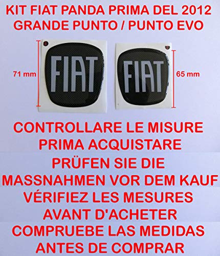 Kit de adhesivos (1 delantero para el capó + 1 trasero para el maletero) con el logotipo de la casa automovilística “Fiat”. Adhesivos resinados de calidad 3M con efecto 3D