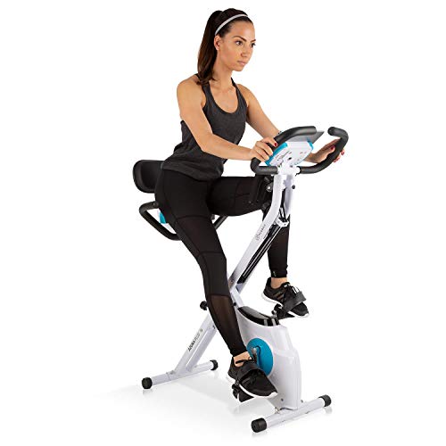 Klarfit Azura Plus bicicleta de ejercicios 3-en-1 • Fitness Bike • Cardio Training • entrenamiento par correa • pulsomètre • 8 niveles de resistencia magnética, blanco