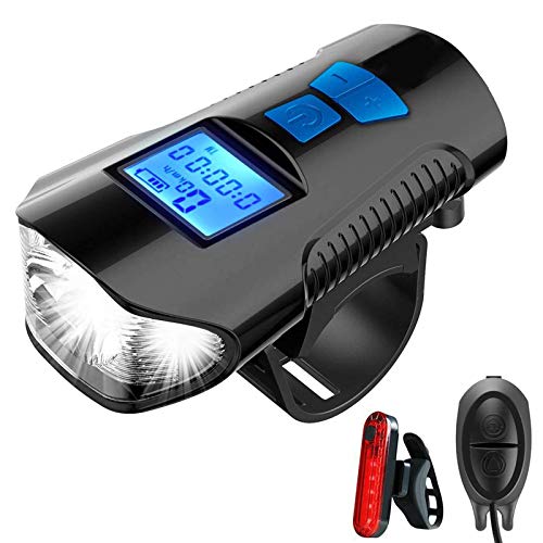 Komake Luces Bicicleta LED,Luz Bicicleta Delantera y Trasera USB Recargable,Impermeable LED Luz Bicicleta Set,Luces de Bicicleta de Carretera y Montaña con Pantalla -Accesorios Bicicletas Montaña