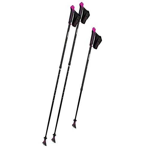 Komperdell Spirit Vario - Bastones de marcha nórdica (ajustables, 2 piezas, aluminio, con cierre de clic, talla S), color negro y rosa