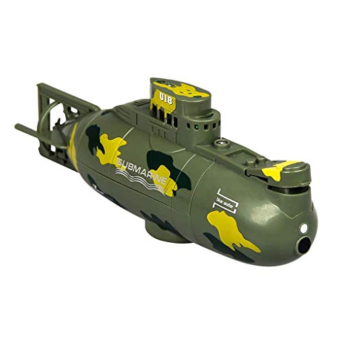 KRCT Mini Submarino Remoto de Control eléctrico Recargable 3.7V Barco de Juguete Impermeable Profesional Submarino simulado Buque de 2,4 GHz RC lancha rápida for niños y Adultos (Color : Verde)