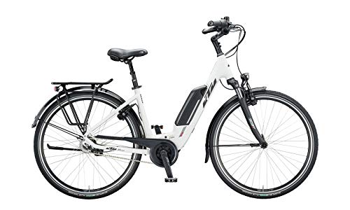 KTM Macina Central 8 Bosch 2020 - Bicicleta eléctrica (28", tubo único, 43 cm), color blanco mate, negro y rojo