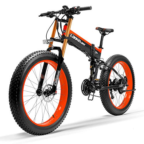 LANKELEISI T750Plus Nueva eléctrico bicicleta de montaña 5Level Pedal Assist Sensor 1000W Estándar rojo