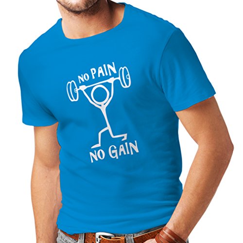 lepni.me Camisetas Hombre No Hay Dolor No Hay Ganancia Citas Motivacionales Gimnasio Entrenamiento (Medium Azul Blanco)