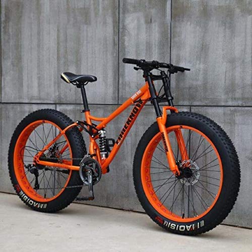 Liumintoy Bicicleta Montaña Adulto 24 Pulgadas, Bicicleta De Montaña con Suspensión Doble Marco De Acero De Alto Carbono Doble Disco De Freno, para Hombres y Mujeres,Naranja,21 Speed