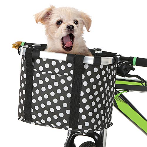 Lixada Cesta de Bicicleta Plegable Desmontable Cesta Delantera de Bicicleta para Pequeña Mascota Perro y Compras