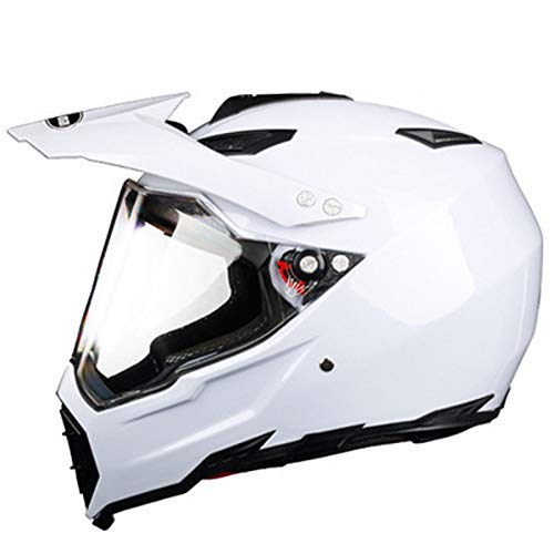 LOOSE Adulto Casco de Motocross MX ATV BMX Dirt Bike el Casco, Casco Dual del Deporte de la Motocicleta Todo Terreno Bici de la Suciedad ATV D.O.T Certificado,Blanco,S