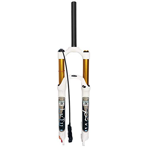 LvTu Aire 140MM Viajar Bicicleta de Montaña Horquilla MTB Suspensión 26/27.5/29 Blanco, WQ-003 Ajuste de Rebote Bloqueo Remoto Horquillas MTB Ultraligero Aleación 9mm QR