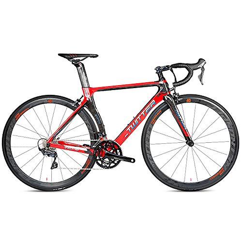 LXZH Specialized Bicicleta de Carretera Carbono, Bicicletas de Carreras 22 Velocidad Shimano R8000 para Hombre Mujer,Rojo,46CM