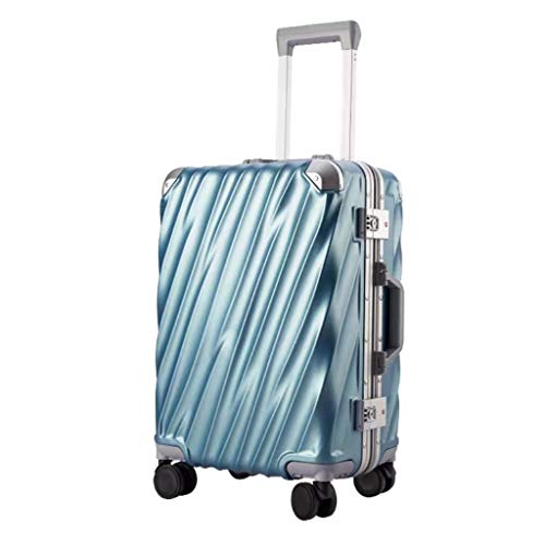 Lyl Maleta Masculino Marea Versión coreana de la contraseña Personalidad Travel Box Caster puede sentarse Personas Aluminio Frame equipaje Trolley case Mujer, Blue (Azul) - yh5436