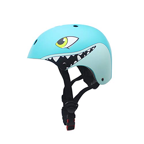 LZDMY Casco Ciclismo Bicicleta Niños Infantil Protección para Patines Patinete Patinaje Skate Monopatín Scooter para Deportes Regalo Bebe Proteccion (Tiburón Azul)