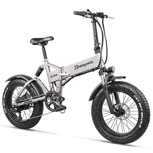 MX21 500W 20" Bicicleta eléctrica Plegable 4.0 Bicicleta montaña con neumático Gordo Bicicleta de Playa para Hombres y Mujeres con suspensión Completa (12.8Ah)